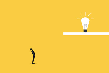 Businessman looking up lightbulb. concept of creativity, Creative inspiration business, innovation and new ideas © Aan