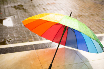 Close up of colorful umbrellas like a rainbow © Khoirul