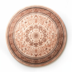 Naklejka premium Round Rug Beige and Brown Floral Pattern Oriental Design Home Decor