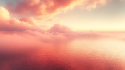 Fototapeta premium Serene Sunset Cloudscape Over Calm Ocean Waters