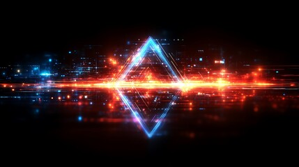 Abstract Digital Art Neon Triangle Light Streaks