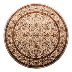 Fototapeta premium Round Rug Beige Brown Oriental Pattern Mandala Design Home Decor