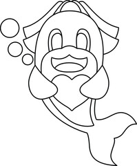 Dolphin Bride Heart Wedding Animal Vector Graphic Art Illustration