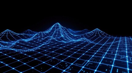 Digital waves flowing through a futuristic virtual space