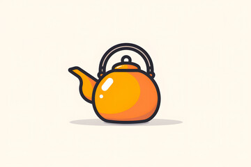Bright Orange Kettle on a Light Background With Simple Design