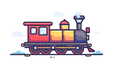 Colorful Cartoon Train Illustrated on a White Background