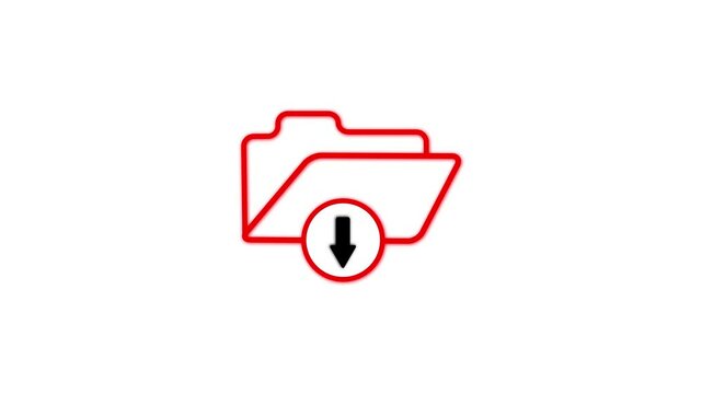 Document file upload or transfer process with arrow icon animation. Simple up load red folder icon on white background.Animated upload linear ui icon. Send to server. Digital storage.