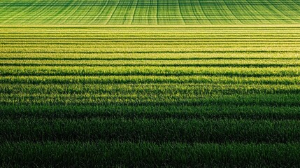 Striped Green Fields at Sunset