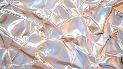 Abstract Grainy Holographic Background: Iridescent Silver Background in Soft Peach Gradient Pearl...