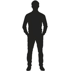 Man standing silhouette isolated on transparent background Man standing silhouette png