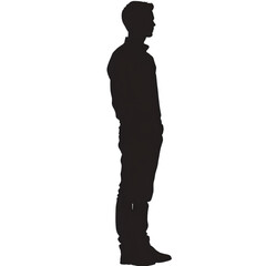 Obraz premium Side view man standing silhouette isolated on transparent background Man standing silhouette png