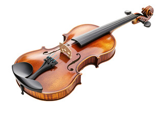 Isolated Wooden Violin with Black Chin Rest