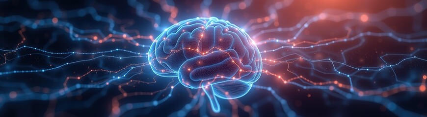 Fototapeta premium Glowing brain with connected neural network