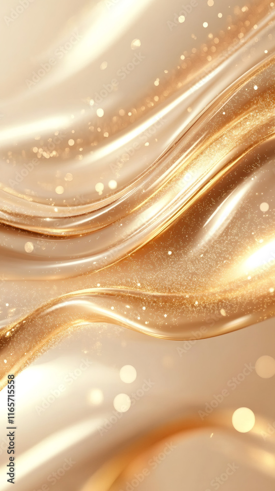 Aufkleber shimmering golden waves sparkling with glittering particles, forming luxurious elegant backdrop for 