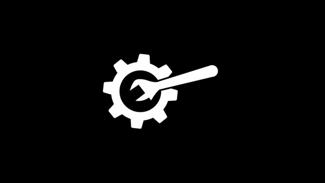 Wrench and gear icon, mechanical Repair tools concept logotype icon animation.Wrench and cog wheel icon, repair tool icon animation