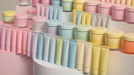 Cosmitice products in pastel color