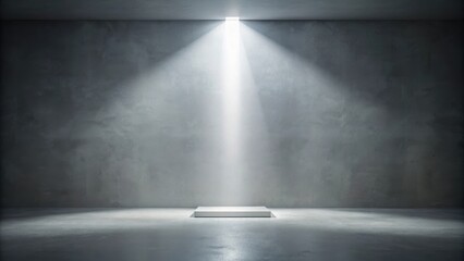 Obraz premium Illuminated Platform in a Dark Room with Concrete Walls