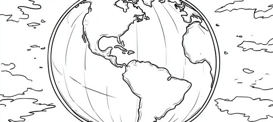 Hand-drawn Sketch of Earth An Inked Doodle Globe Emphasizing the North South American Continents