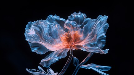 Water lily, lotus Chrome liquid dreamcore flower. 3D render, modern design. Isolated holographic futuristic floral icon. Y2K, brutalism retro futurism concept.