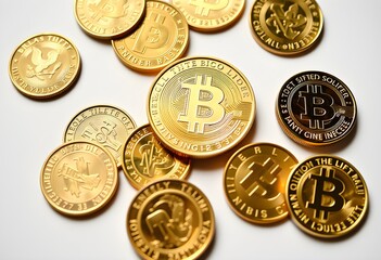 gold coins isolated on white background