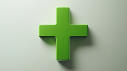 Obraz premium Vibrant green plus sign set against a muted background, symbolizing positivity and healing