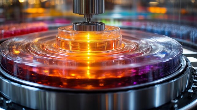 Laboratory centrifuge in motion with colorful samples spinning, captured with motion blur