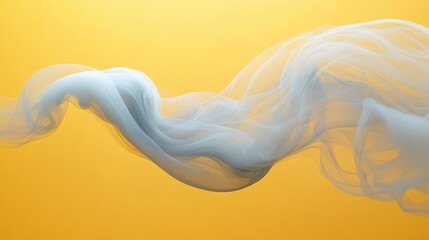 Gentle flowing smoke creates intricate patterns against a warm yellow background