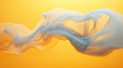 Gentle flowing smoke creates intricate patterns against a vibrant yellow background