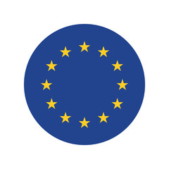 vector European Union Flag icon. Round flag of European Union on White Background.