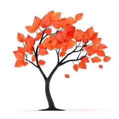 Fototapeta premium Tree with red leaves is shown on a white background