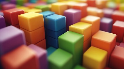 Obraz premium Colorful Cubes Form Abstract Geometric Pattern