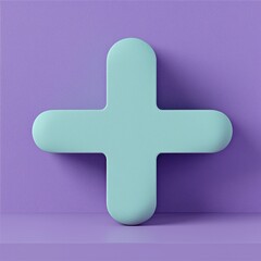 Obraz premium Plus sign graphic displayed against a soft pastel purple background for design and visual projects