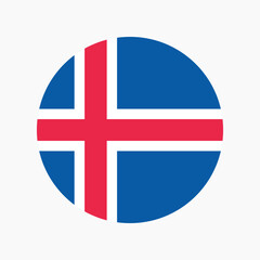 vector Iceland National Flag icon. Round flag of Iceland on white Background.