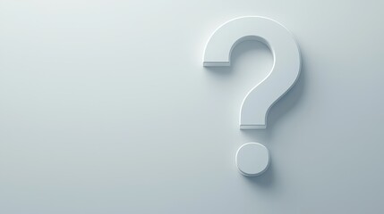 Subtle light gray question mark with shadow against a soft background for inquiry and curiosity representation
