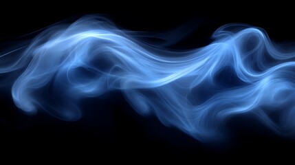 Abstract Blue Smoke Waves Dark Background