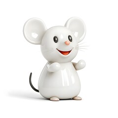 Naklejka premium White mouse with a smile on its face