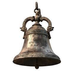 Fototapeta premium Vintage bell isolated on transparent background old bell png