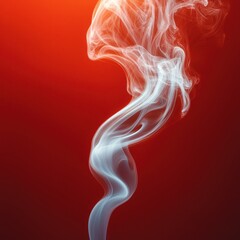 Obraz premium Swirling tendrils of white smoke dance against a vibrant red background in a mesmerizing display of movement and contrast