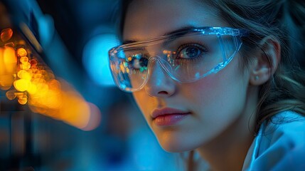 Scientists collaborating over complex molecular structure displays