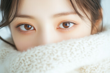 若い日本人女性の目線・目元