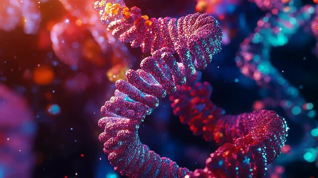 DNA double helix genetic material. Gene sequencing abstract design. Floating in space background, 
science, abstract, biology, biotechnology, molecular, health, genetic
