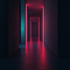 Fototapeta premium Neon Lights in a Futuristic Tunnel 3D Illustration