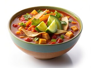Delicious Traditional Tortilla Soup, Isolated on  Background -  Stock Photo