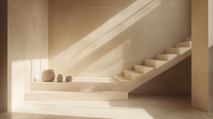 "Serene Minimalist Architecture: Aesthetic Background with Clean Lines and Neutral Tones"