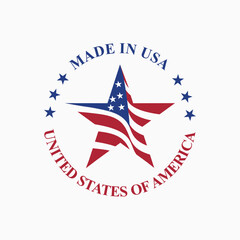 logo vector design circle stamp made in usa sign with united states flag element shaped star
