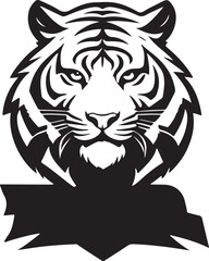 A black and white logo type tiger silhouette design