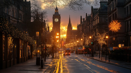 Fototapeta premium Traffic in snowy city.