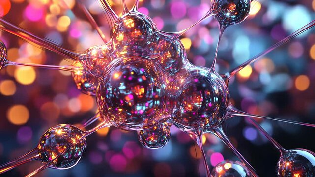 molecule or atom, Abstract structure for Science or medical background, 3d illustration, science, atom, abstract, chemistry, structure, blue, chemical, background