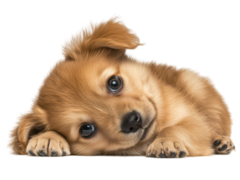 Isolated Cute Brown Puppy Lying Down