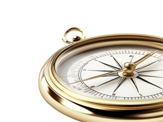 Isolated Golden Round Compass